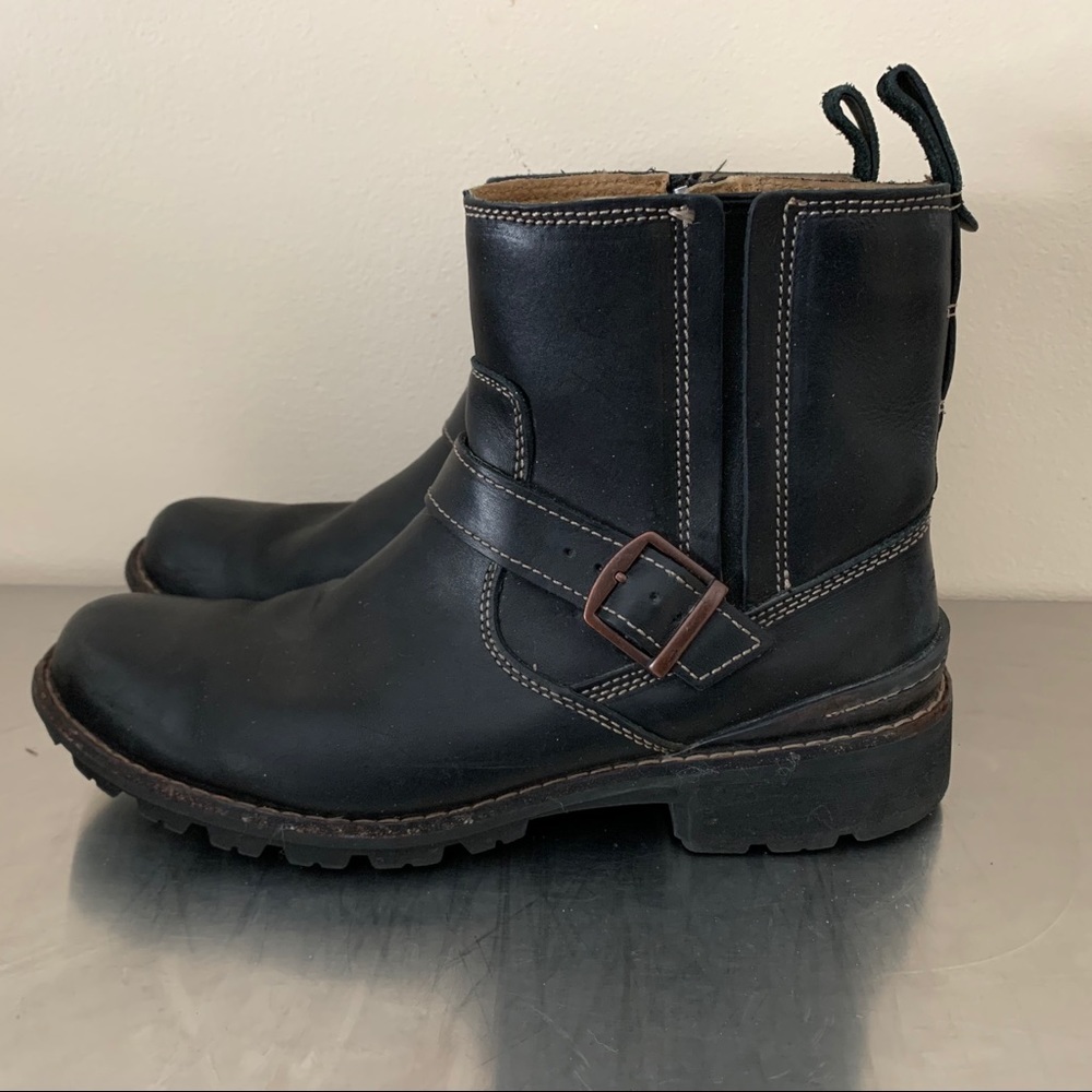 Clarks Black Leather Chilton Moto Boots